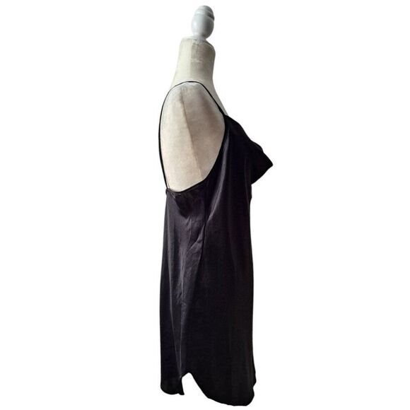 L.A. Intimates VTG Made In USA Women's Black Satin Slip Dress Medium - Picture 3 of 7